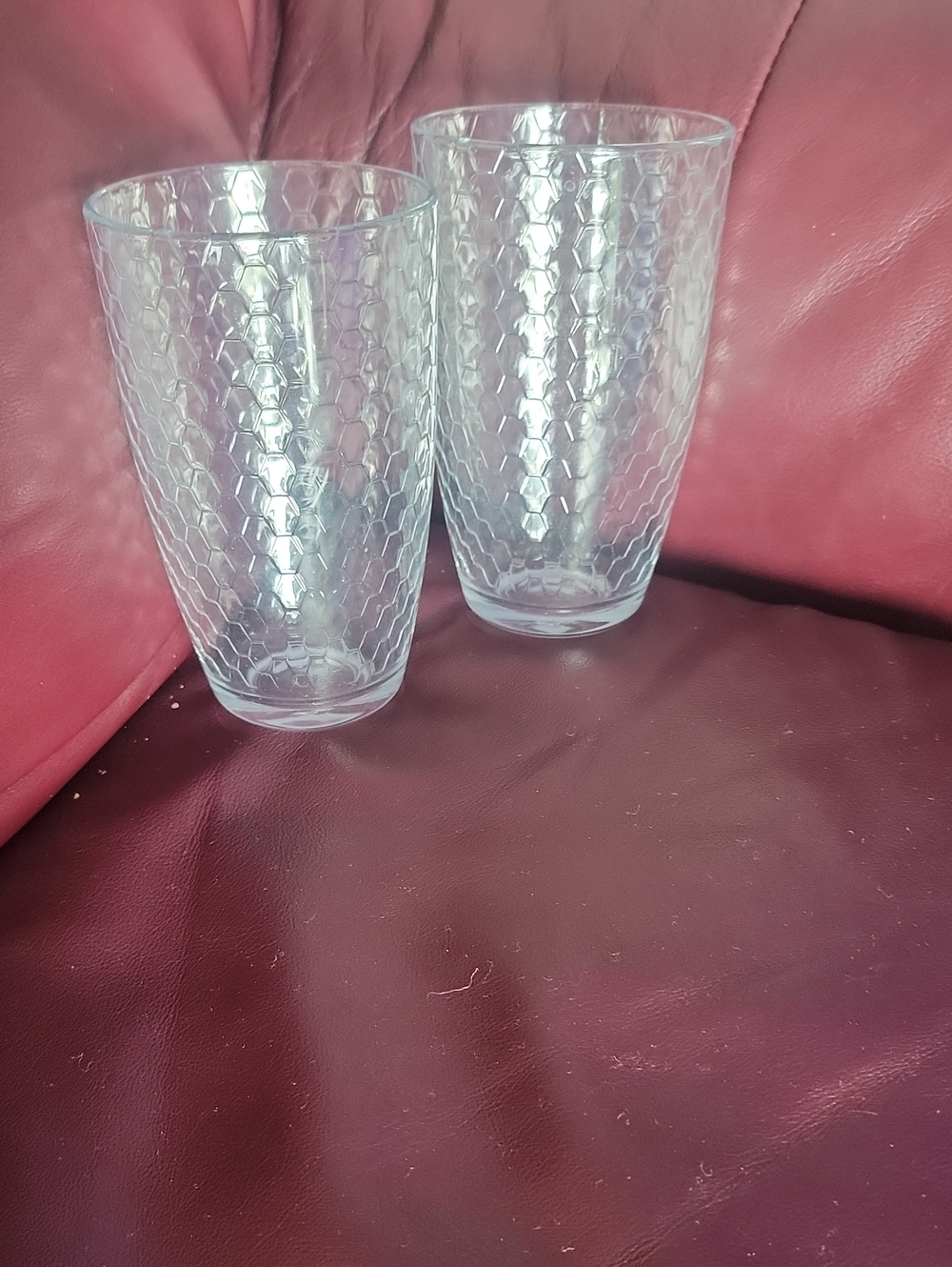 Vintage Pasabahce Honeycomb Glasses. Set Of 2